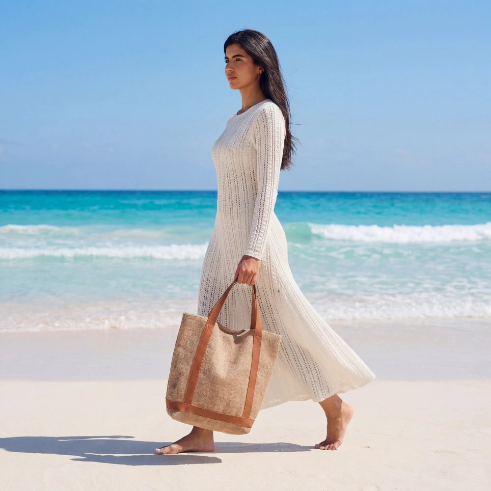 Brexia Tote Bag by Magalis | Burlap Beach Tote Bag Egypt – Magalis