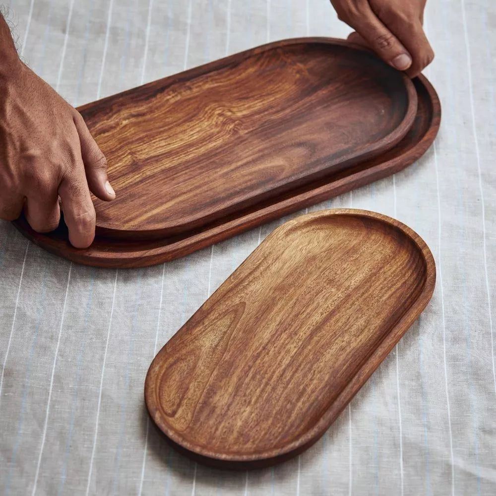 Wooden Oval Tray ( Set of 3 ) - Magalis Egypt