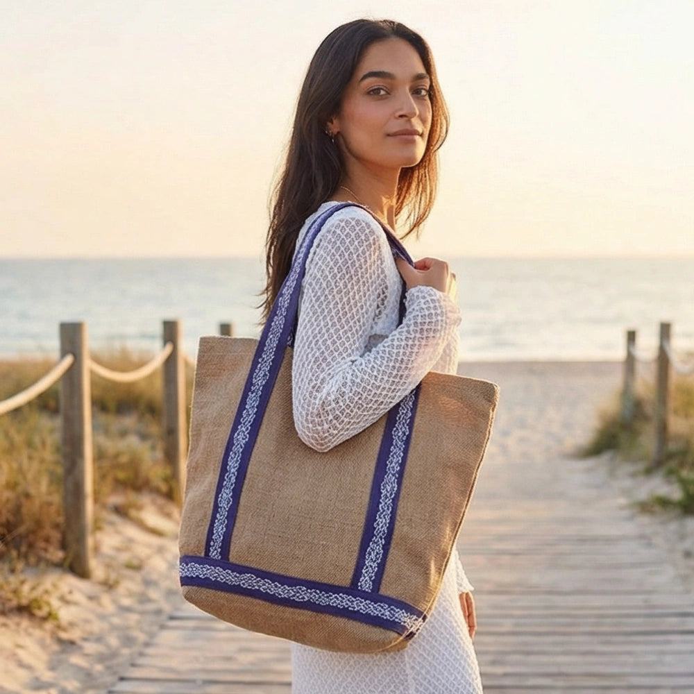 Brexia Tote Bag by Magalis | Burlap Beach Tote Bag Egypt – Magalis