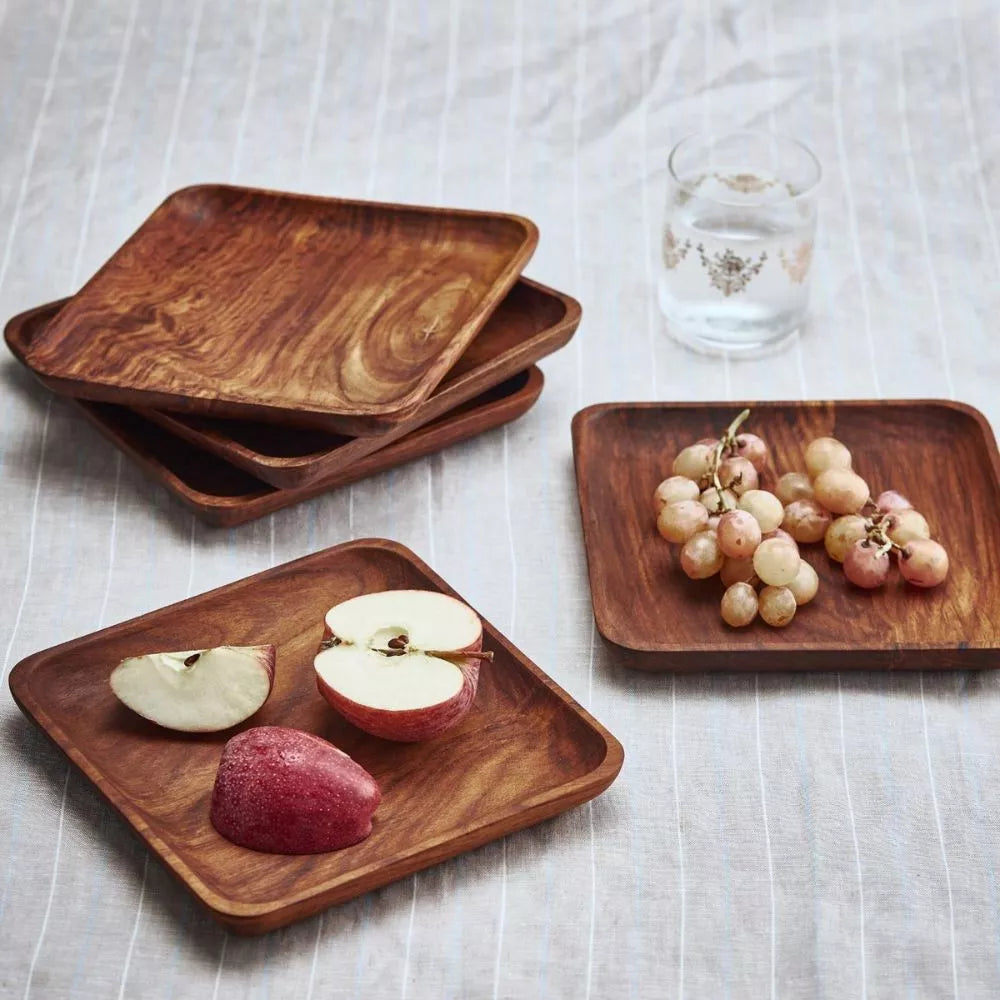 Wooden Square Plates Set of – Magalis Egypt - Main Image