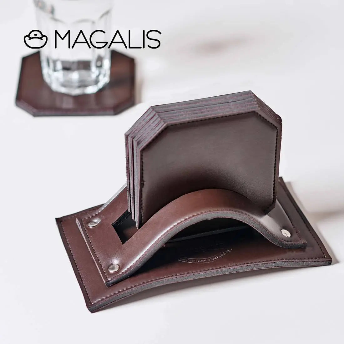 Leather Coasters - ( Set of 5 ) - Magalis Egypt