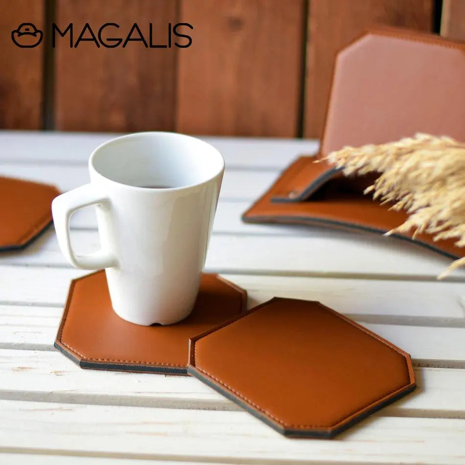 Leather Coasters - ( Set of 5 ) - Magalis Egypt