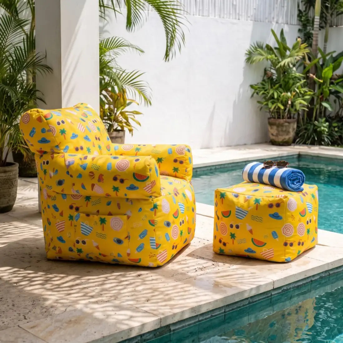 Royal Chair Sungasm by the pool with footstool - Magalis Egypt